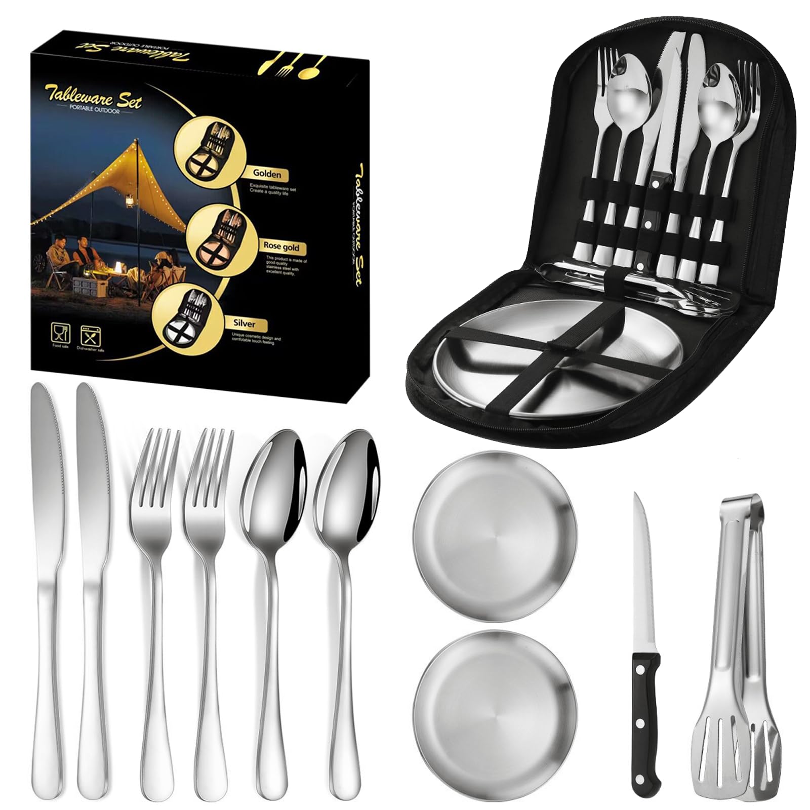 Набір столових приборів HDKAJL Portable з нержавіючої сталі для 2 людей, фото №1