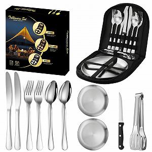 Набір столових приборів HDKAJL Portable з нержавіючої сталі для 2 людей - Фото 1