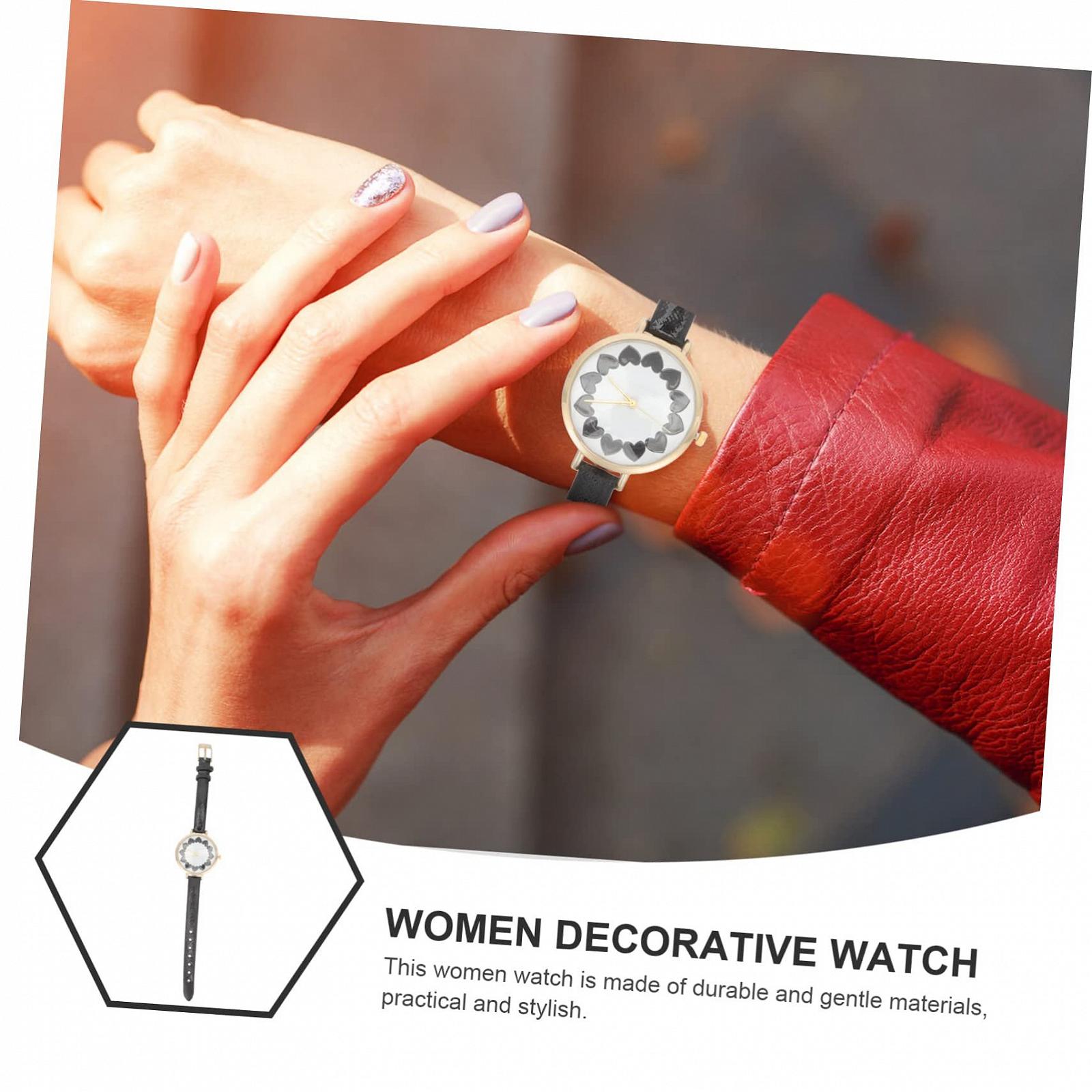 Часы женские PartyKindom Кварцевые с цветочным узором Черный, фото №7