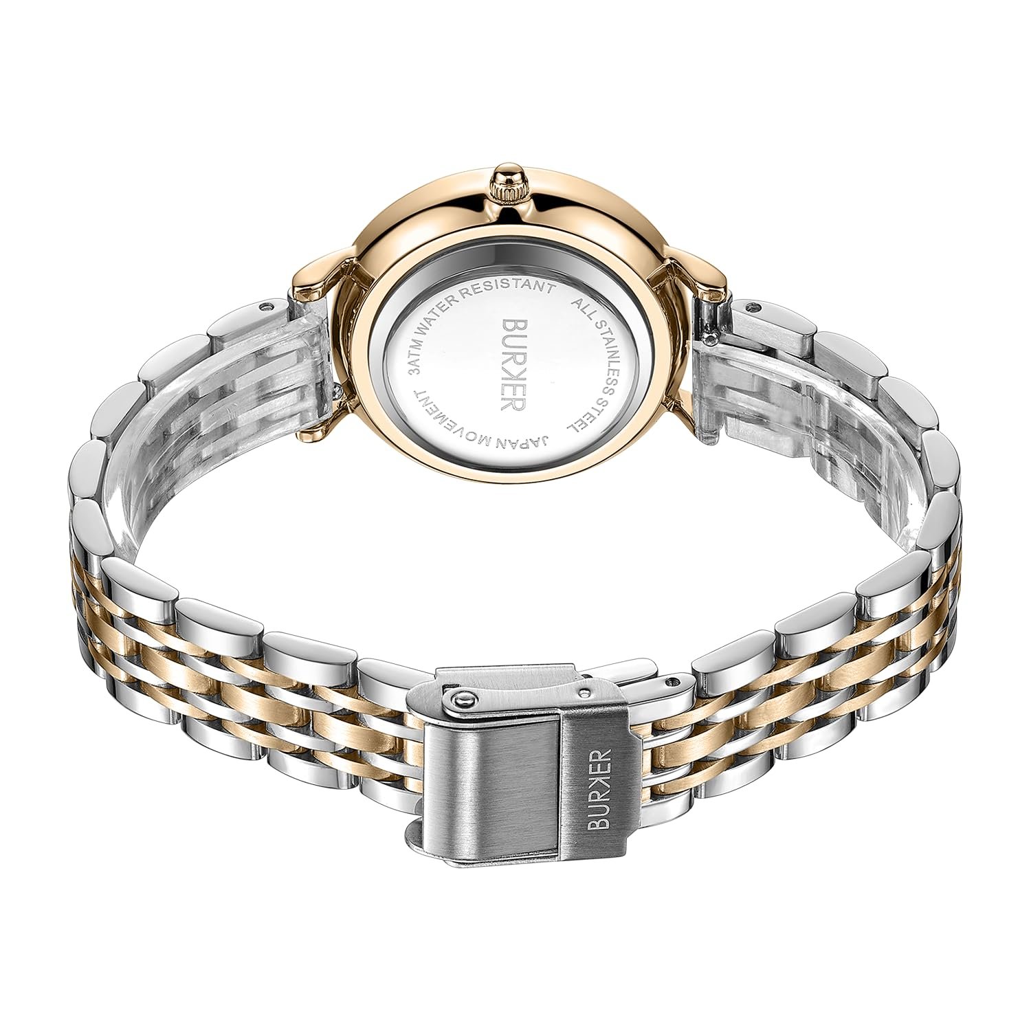 Женские часы BURKER Ruby Petite, круглые, аналоговые, водонепроницаемые 3 ATM, золото-серебро, 28 мм, фото №3