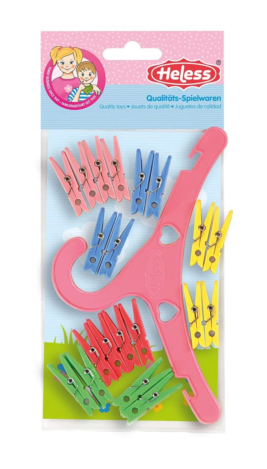 Набор Heless 116 из 20 прищепок и вешалки разноцветный, фото №1