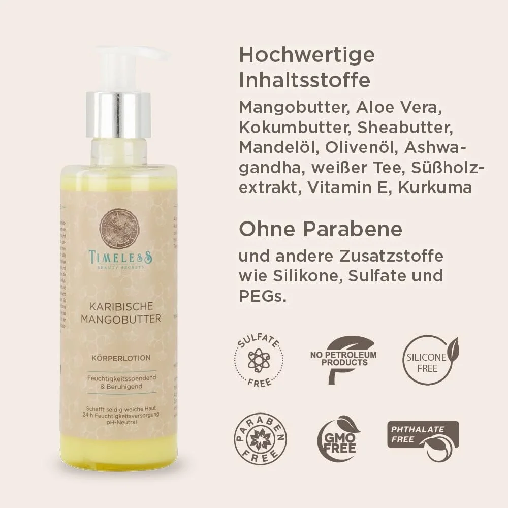 Лосьйон для тіла Timeless Beauty Secrets Caribbean Mango Butter Зволожуючий з олією манго, фото №4 Лосьйон для тіла Timeless Beauty Secrets Caribbean Mango Butter Зволожуючий з олією манго, фото №4