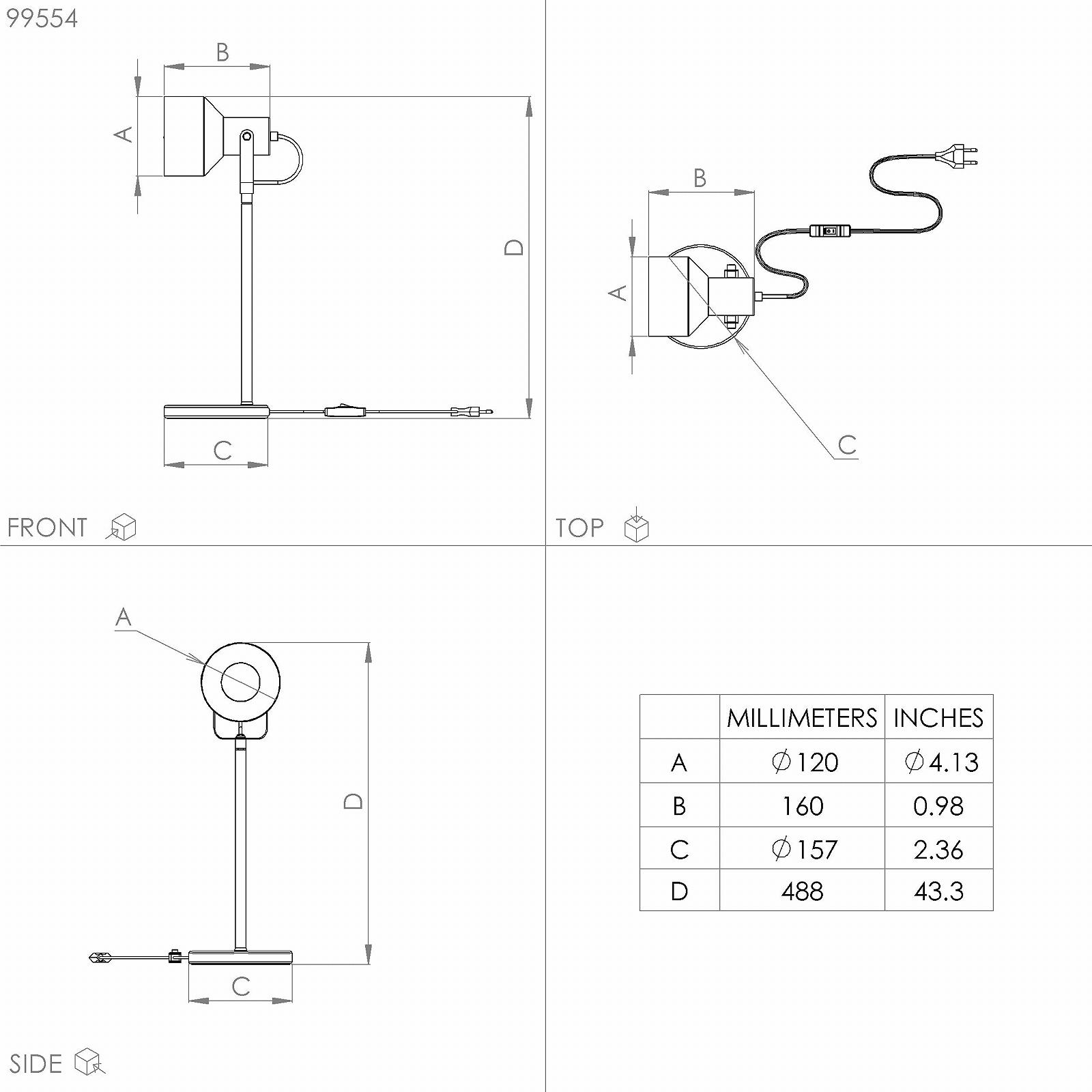 Настільна лампа EGLO Casibare 1-лампова Індустріальна Металева з вимикачем E27 Чорна, фото №5