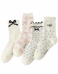 Носки Yawlsow с рюшами для женщин, 4 пары - Фото 1