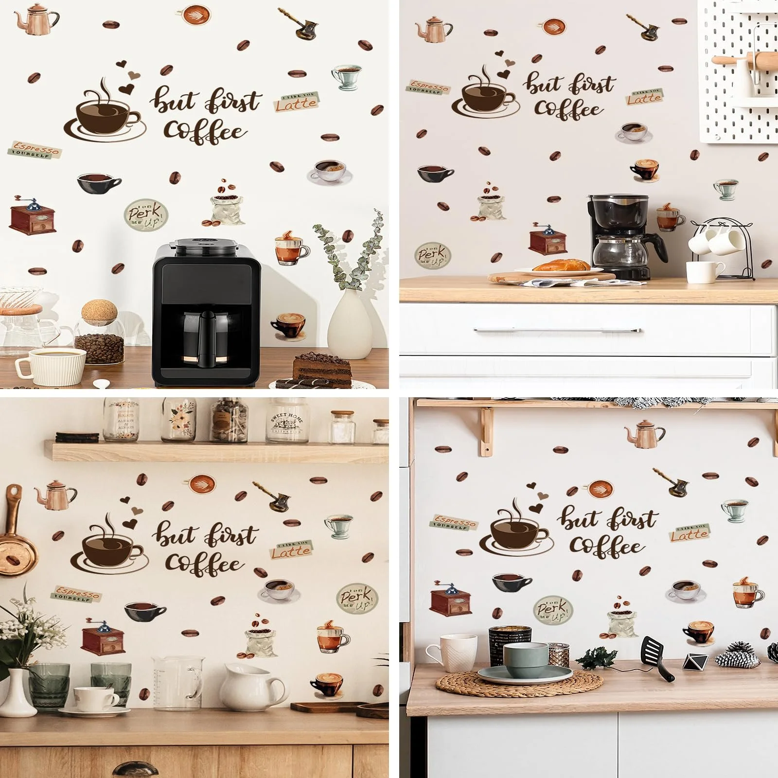 Настінні наклейки Кавові зерна 2 шт. Коричневий, фото №4