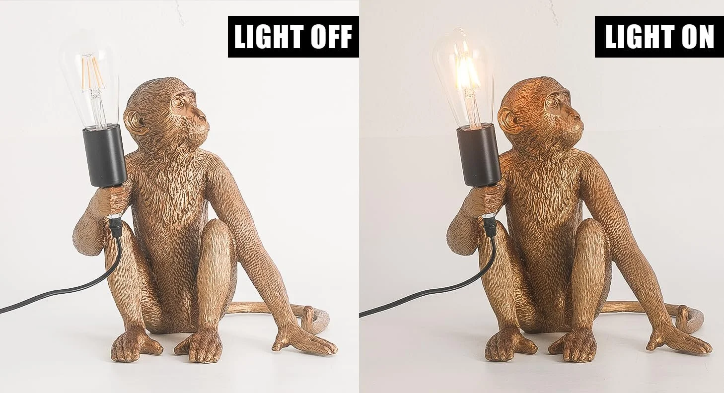 Настільна лампа Мавпа ретро полірезина золотиста, фото №4