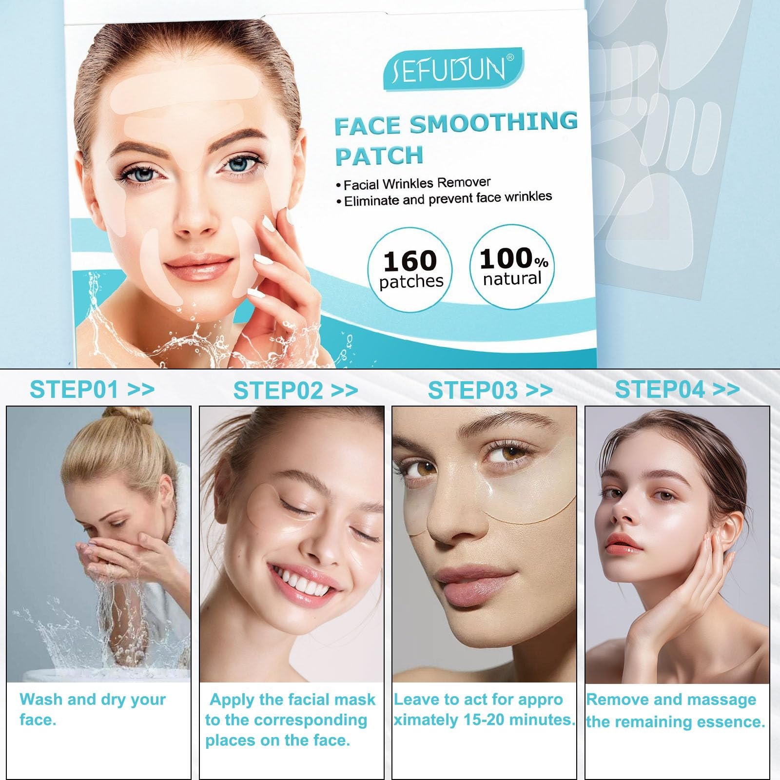 Патчи Collagen, 160 шт, против морщин, для сияющей и молодой кожи - 10 листов, фото №6