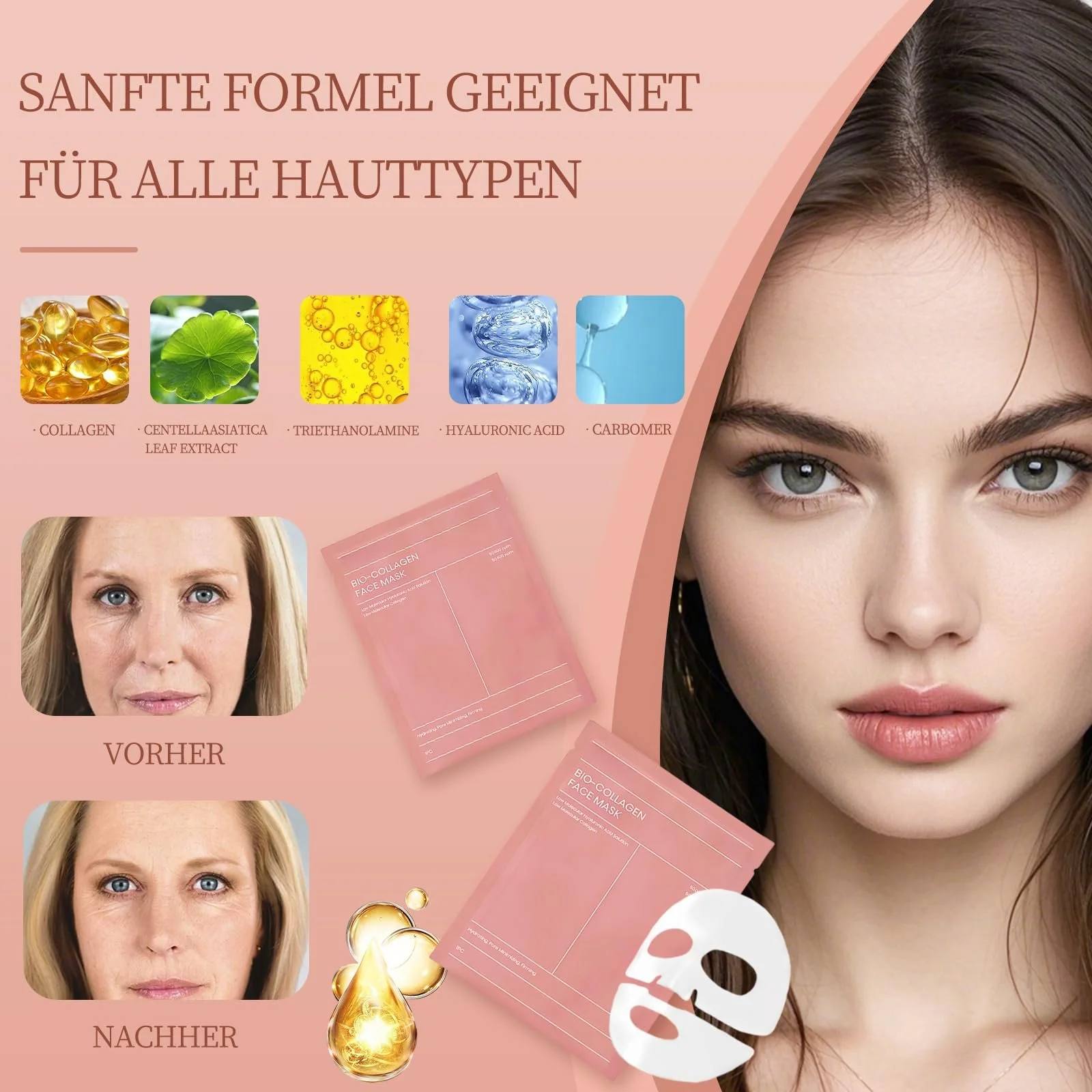 Маска колагенова нічна Organic Collagen, набір 4 шт, фото №5