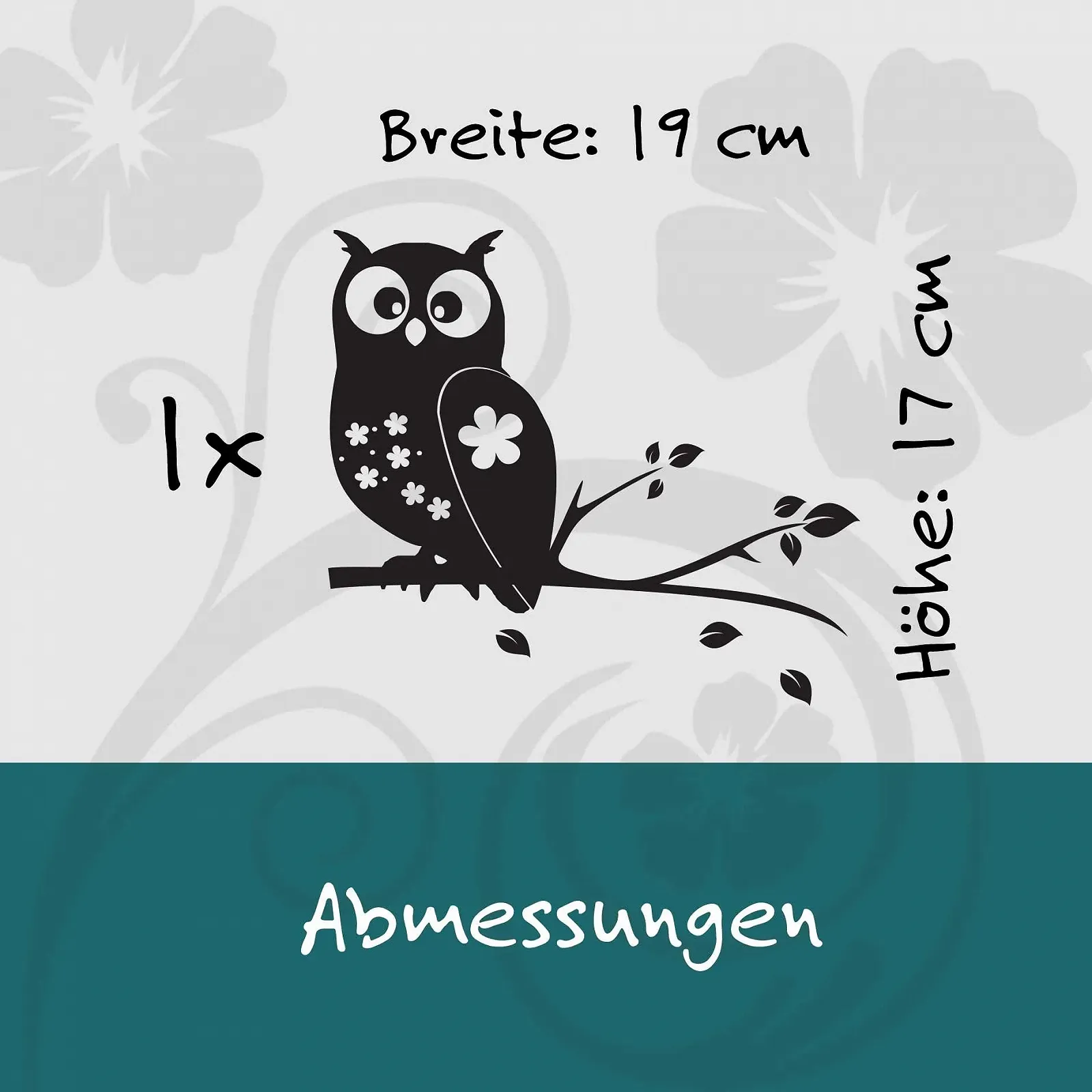 Наклейка на стену kleb-Drauf Сова на ветке матовая 17 x 19 см Черная, фото №3