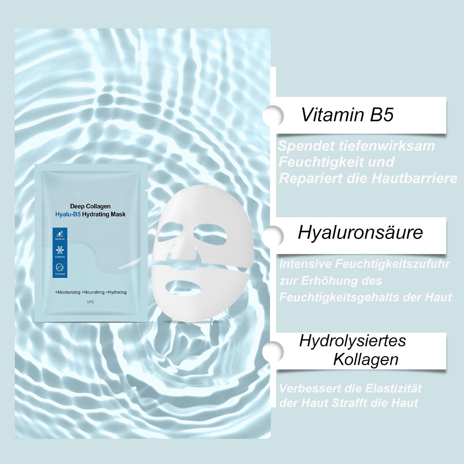 Маска Soleneva Collagen, нічна маска з колагеном та гіалуроновою кислотою, зволожуюча (6 шт), фото №2