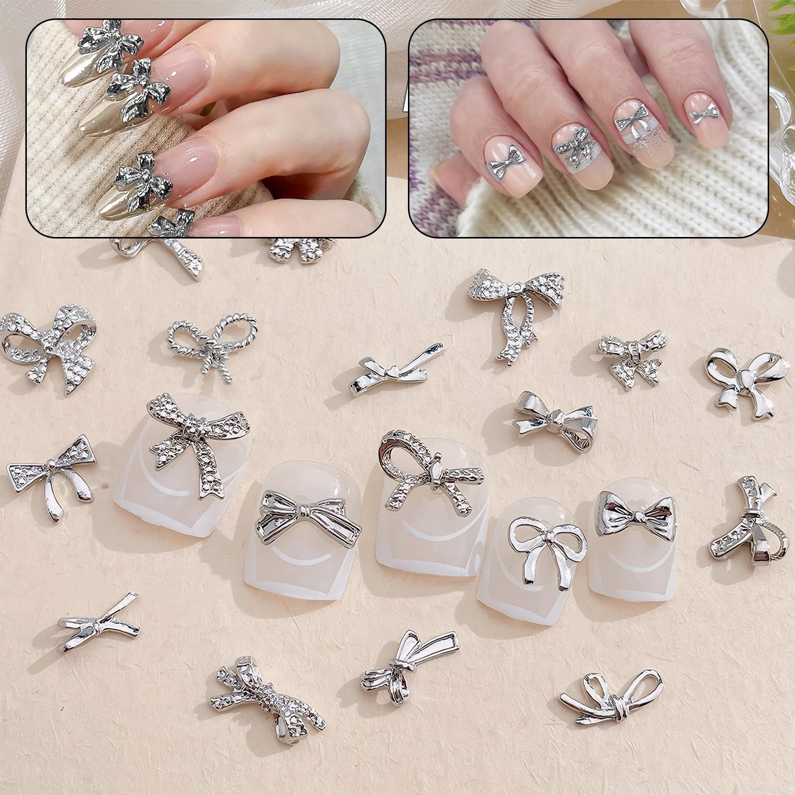 Набір 36 шт Прикраса для нігтів Серце, Метелик та Бант, фото №3