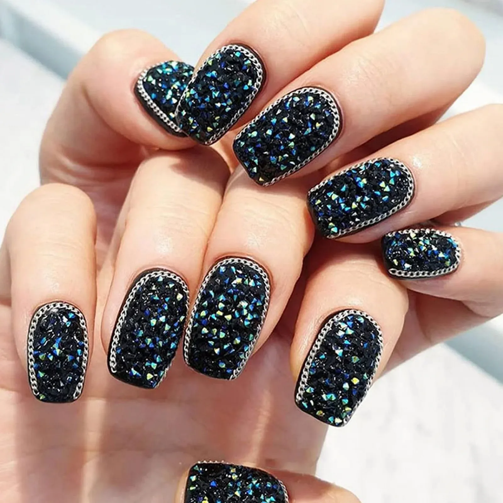 Ланцюжки для дизайну нігтів NICENEEDED 12 смужок, металеві, фото №2