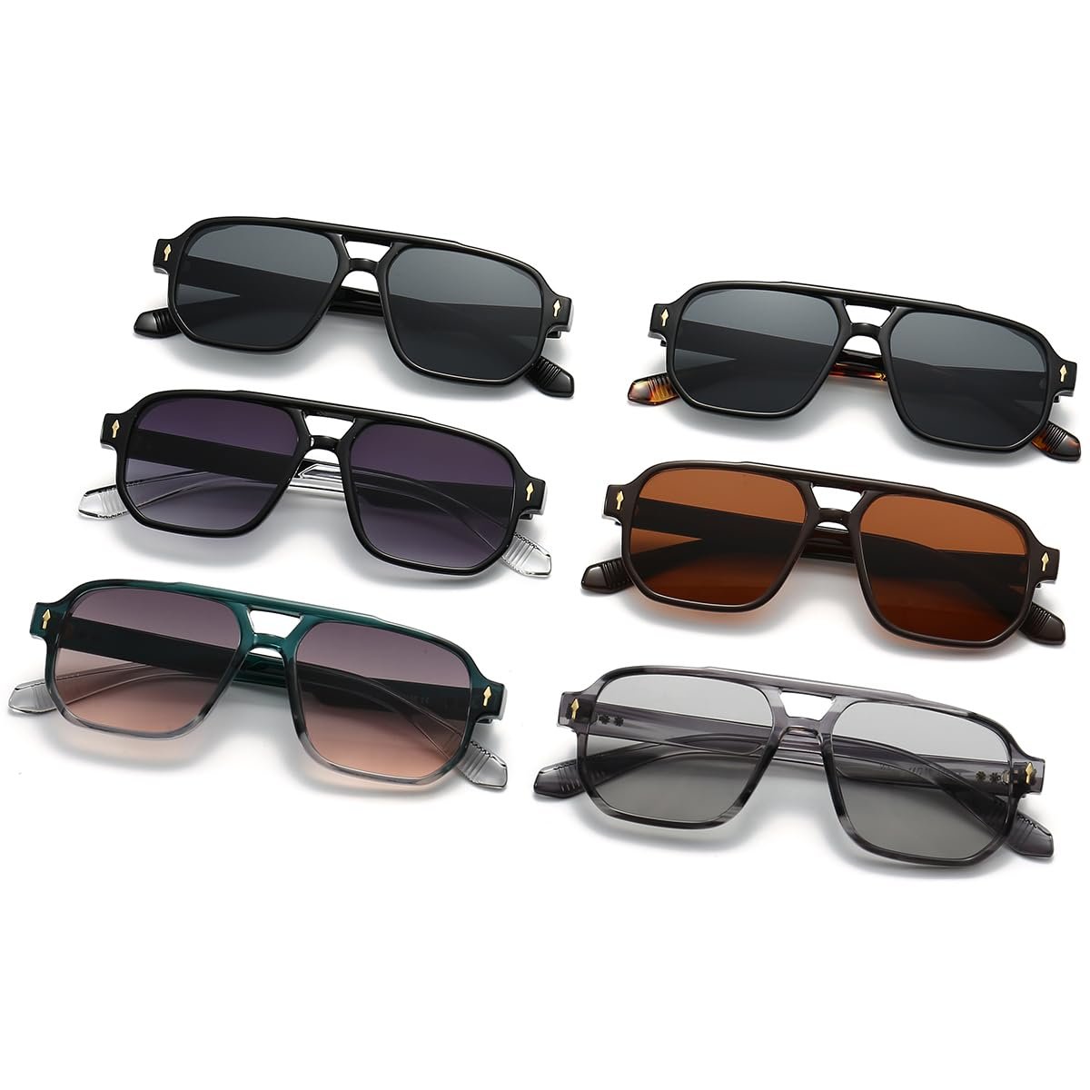 Великі Cонцезахисні Окуляри Kachawoo Ретро Вінтажні Квадратна Товста Оправа UV400, фото №9