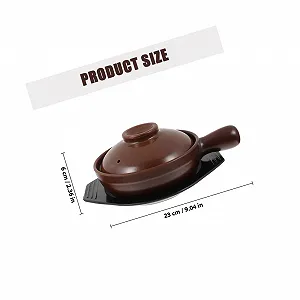 Кастрюля Cabilock керамическая термостойкая с ручкой и глазурованной поверхностью в комплекте с подставкой synthetic.ua - Фото 1