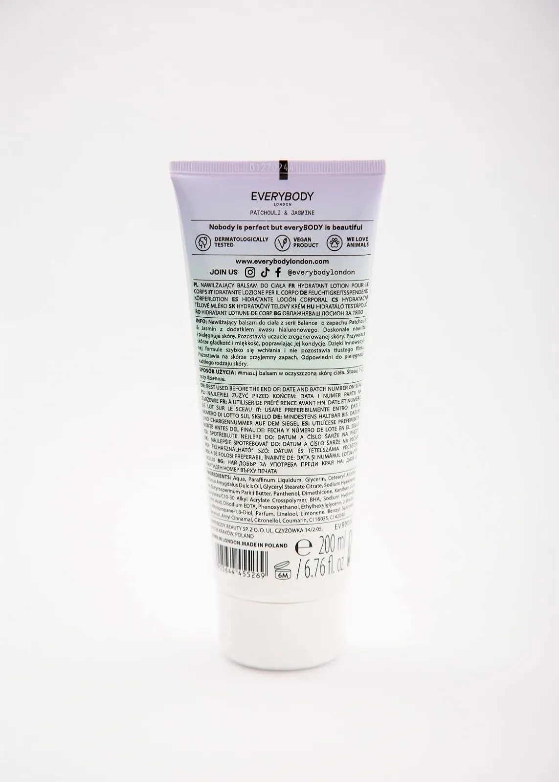 Лосьйон для тіла EVERYBODY LONDON Balance Зволожуючий з гіалуроновою кислотою, ароматом пачулі та жасмину, 200 мл, фото №4