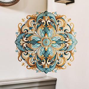 Наклейка на стіну HGDESIGN Мандала Синьо-зелена 56 x 56 см synthetic.ua - Фото 1