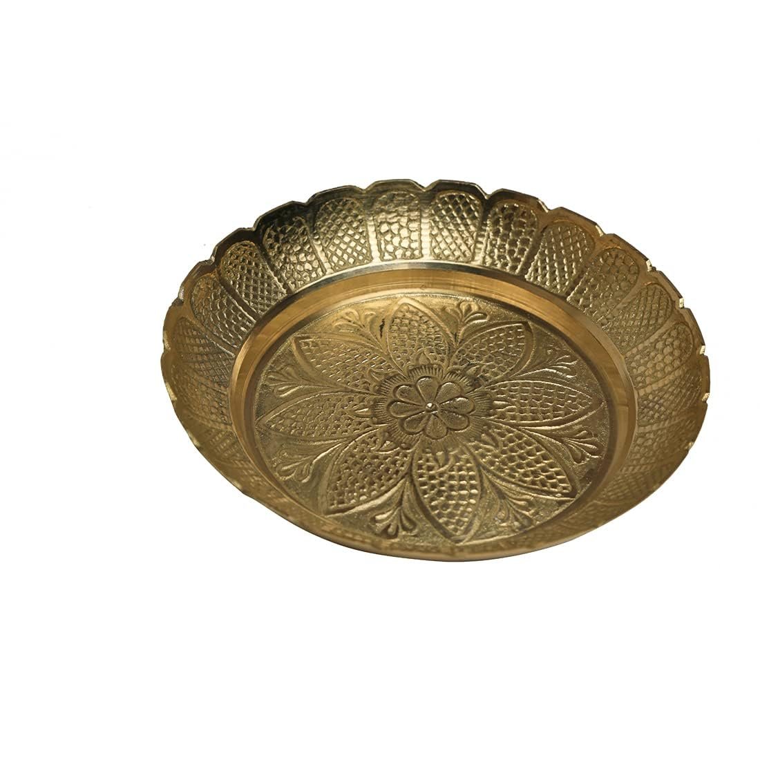 Декоративна латунна тарілка для Prasad Pooja Utensils Nakshi Plate, предмети для індійського традиційного новосілля, фото №1