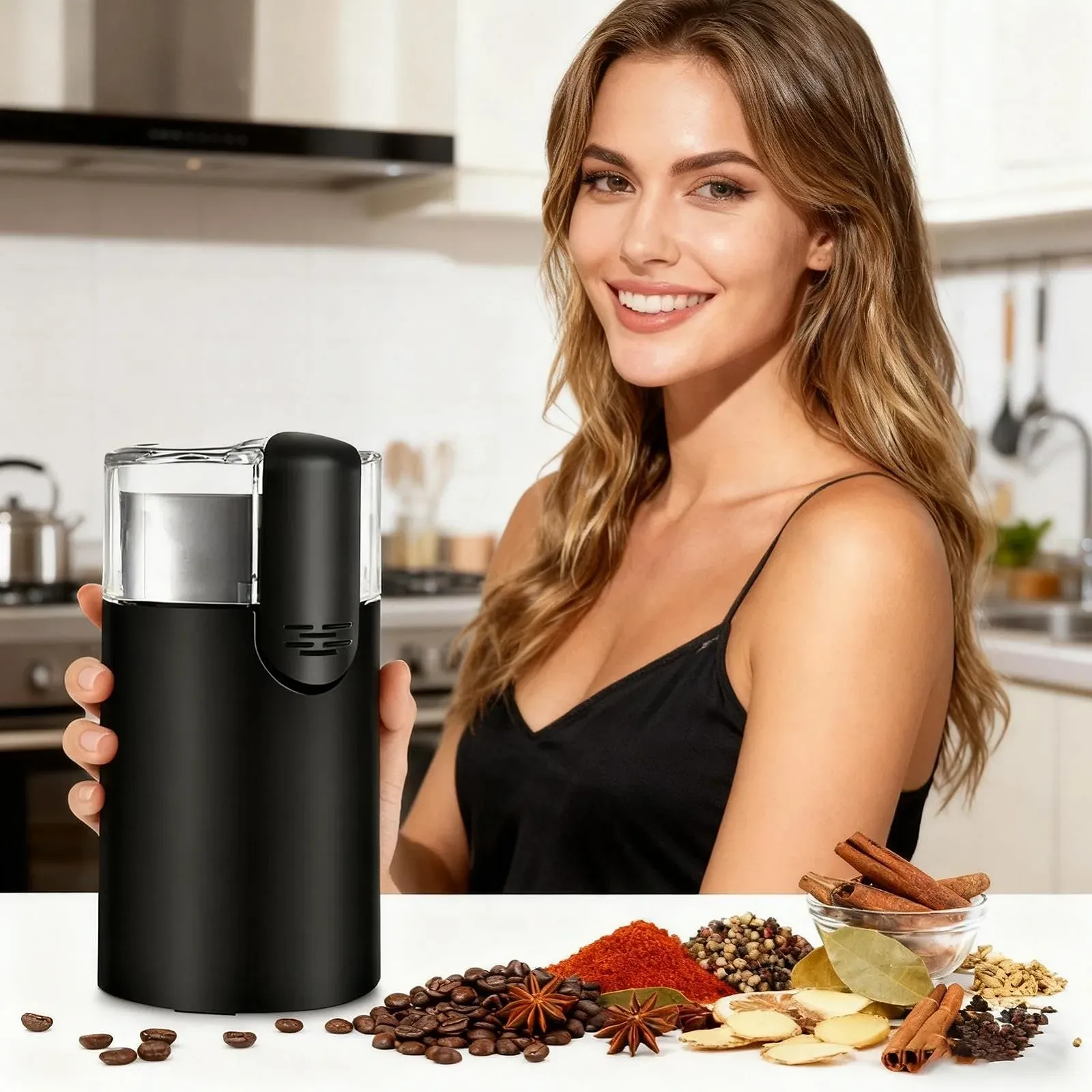 Кавомолка електрична Small Mill з нержавіючої сталі для подорожей з щіточкою для Cold Brew, кафе, кухні, дому, зерен, їжі, горіхів, фото №2