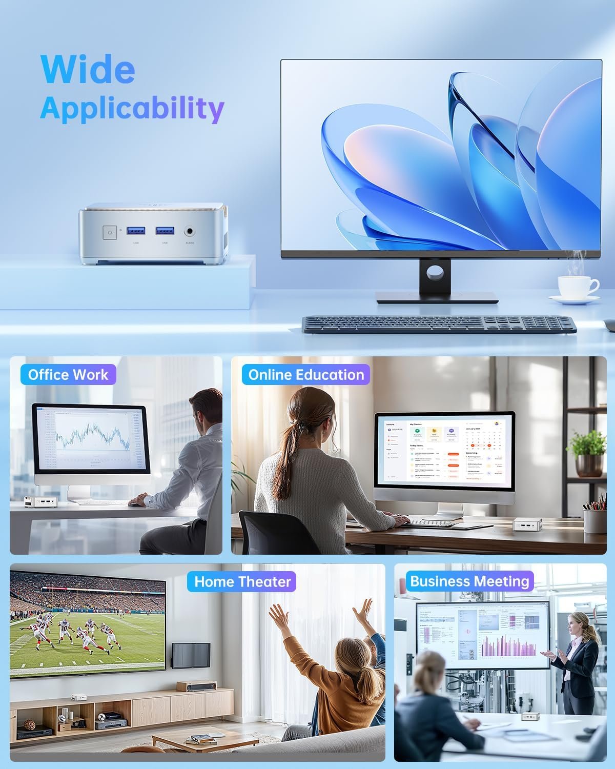 Мини ПК NiPoGi GK3PLUS / Intel Alder Lake-N97/ RAM 8GB / SSD 256GB / 1 x HDMI / 1 х LAN / Wi-Fi 6 / Bluetooth / Windows 11 / Серебристый, фото №9