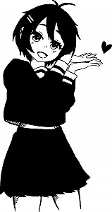 Наклейка на стіну Manga Girl Anime Girl 1130 мм x 600 мм Чорний - Фото 1