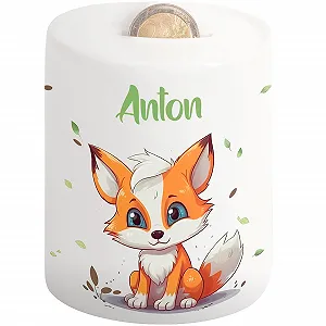 Скарбничка Лисиця та листя персоналізована керамічна - Фото 1