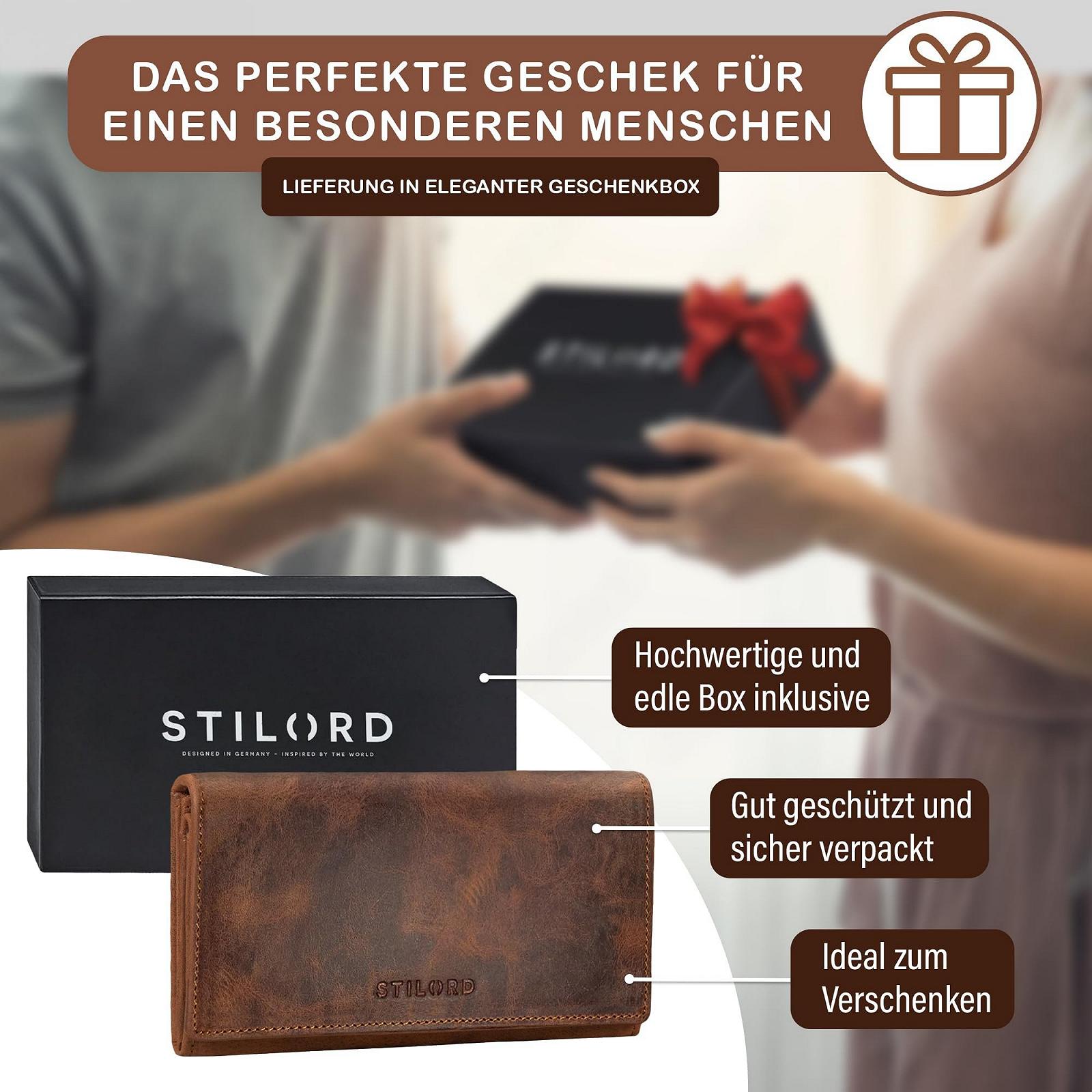 Кошелек Женский Stilord Marquesa Кожаный Большой Горизонтальный Винтажный с RFID защитой и NFC защитой в подарочной коробке, фото №6