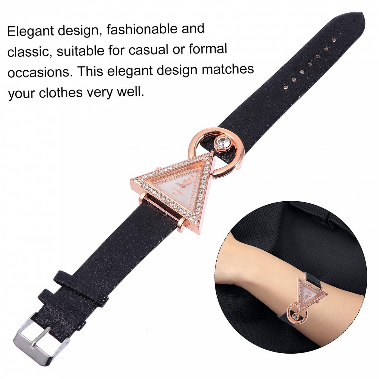 Часы Healvian Треугольные Модные Женские Часы Бриллиантовые Часы Модные Женские Часы Женские Кварцевые Часы Часы со Стразами Модные Кварцевые Часы Часы с Инкрустацией Стразами Красное Стеклянное Зеркало, фото №6