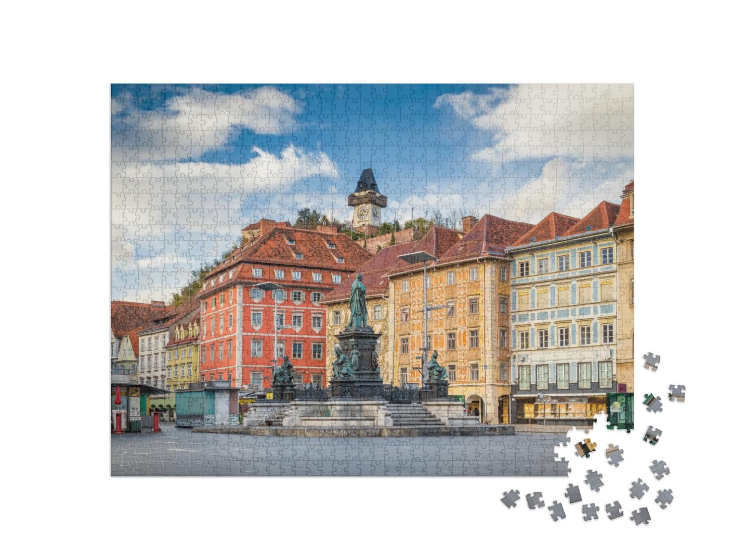 Пазл puzzleYOU Collection Graz, Austria Исторический город Грац с известной часовой башней, Австрия 1000 элементов, фото №2