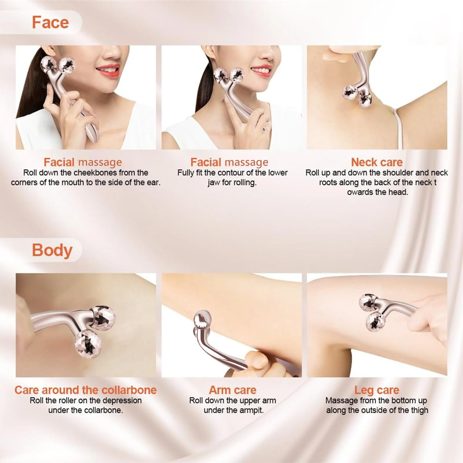 Масажер для обличчя 3D Irikdescia, ролик для обличчя з обертанням на 360°, фото №7