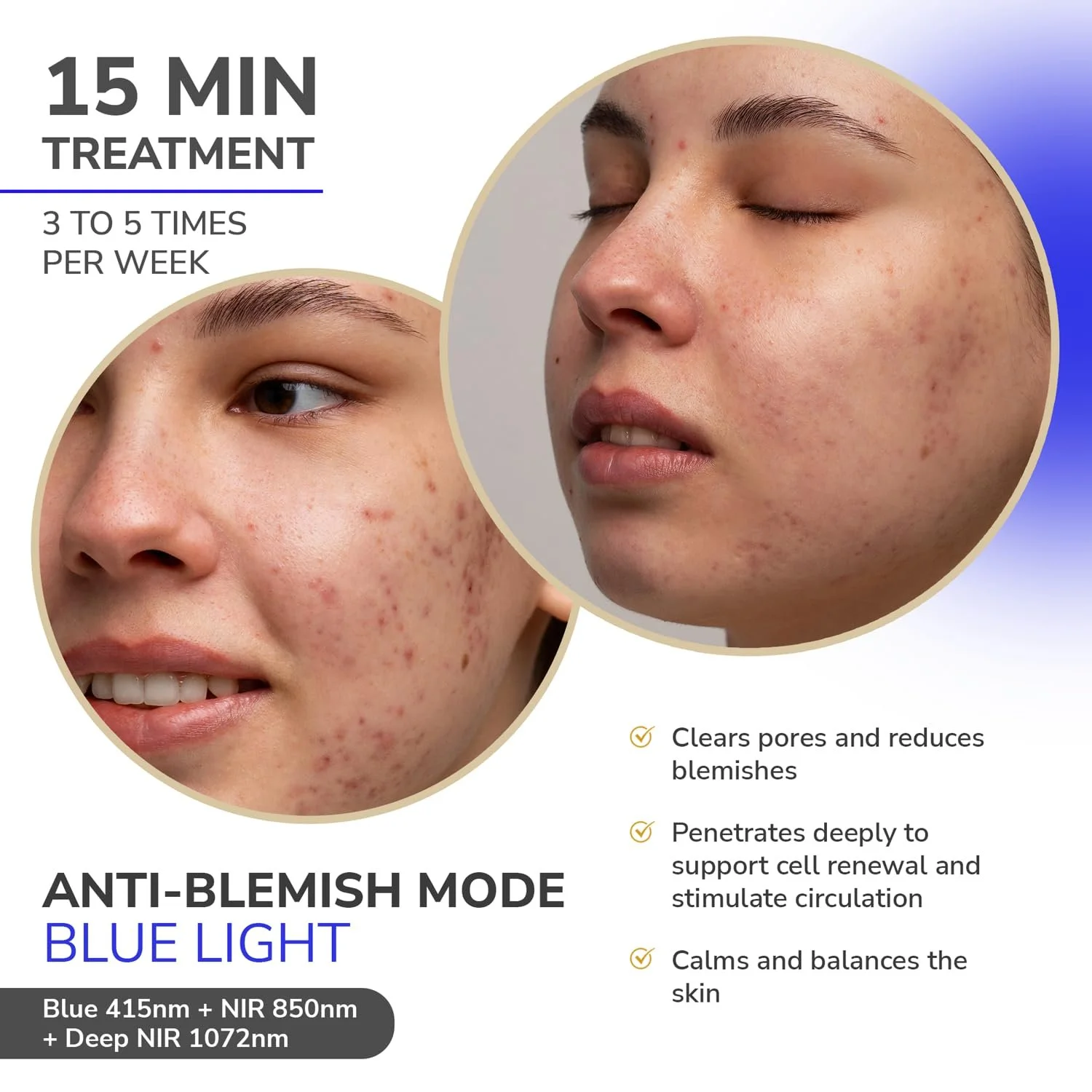 LED Маска для обличчя ODELYNE Adara Lite Світлова терапія, Інфрачервоне світло 1072 нм та червоне світло для омолодження, фото №4