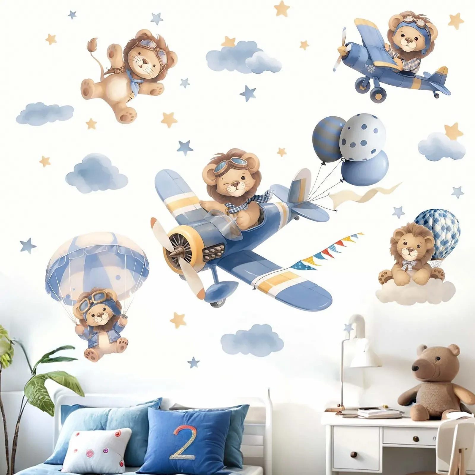 Настінна наклейка Amimagen Lion Plane PVC matte, фото №2