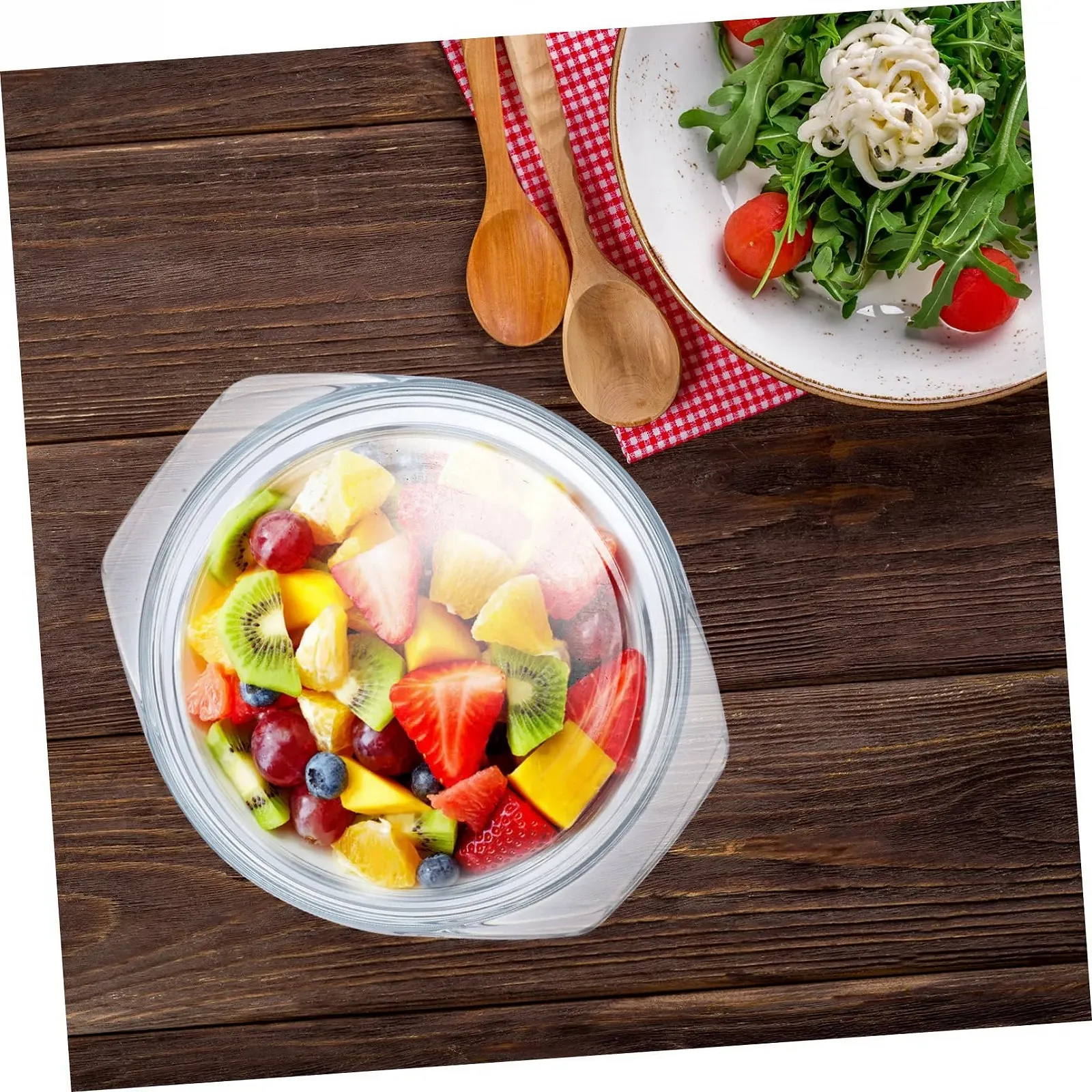 Форма для запікання BESTYASH скляна кругла з кришкою та ручками для мікрохвильової печі, фото №6