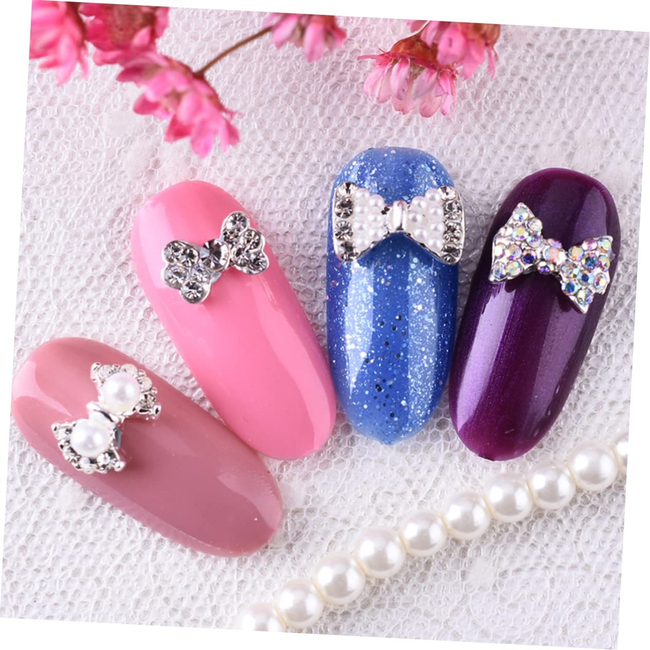 Стразы для ногтей Healeved, 60 шт, наклейки для ногтей, бантики, блестящие украшения для дизайна ногтей, для натуральных и искусственных ногтей, для салона и домашнего использования, универсальные, фото №8