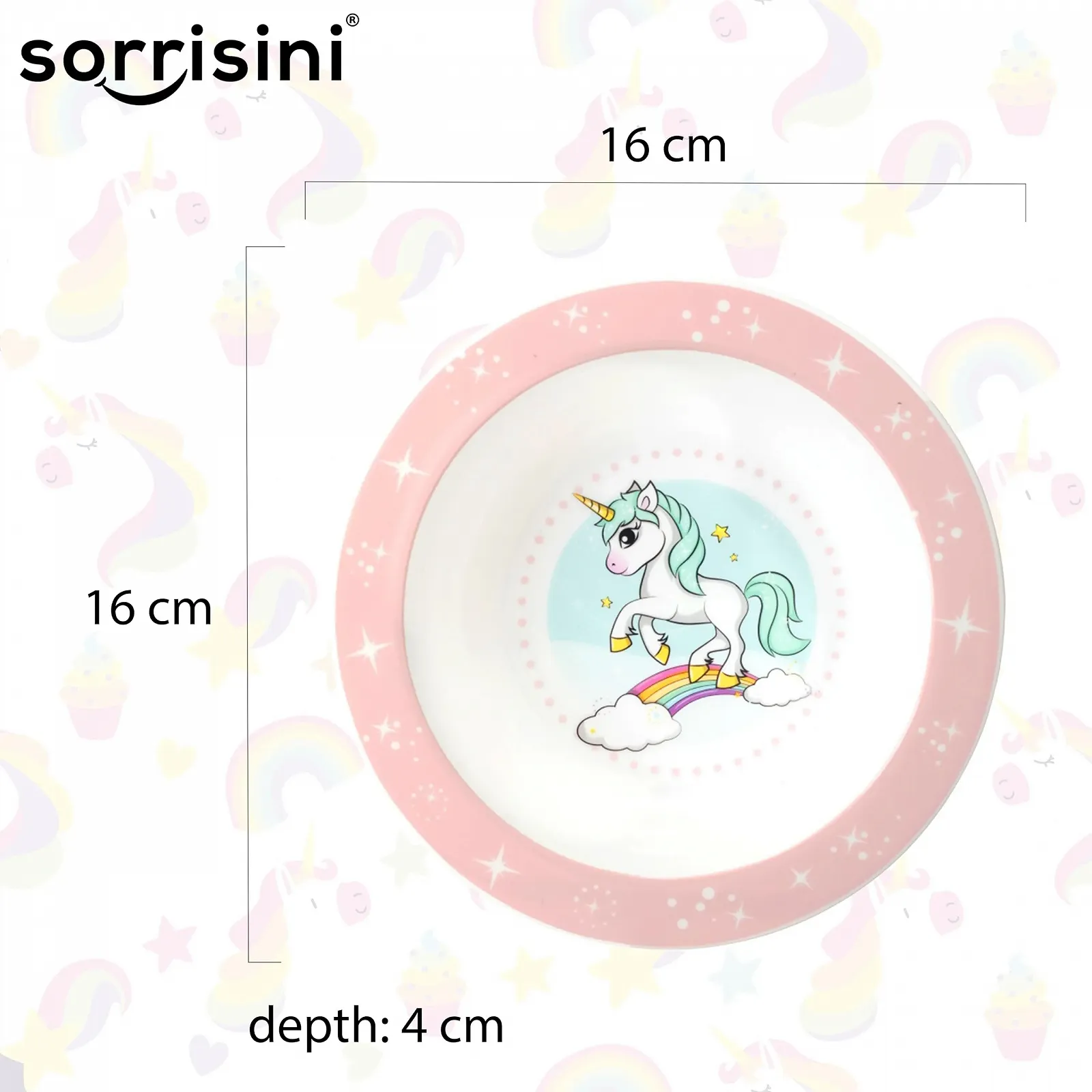Набор детской посуды Sorrisini Единорог (тарелка, миска, столовые приборы, чашка) из твердого пластика для микроволновой печи, фото №4 Набор детской посуды Sorrisini Единорог (тарелка, миска, столовые приборы, чашка) из твердого пластика для микроволновой печи, фото №4