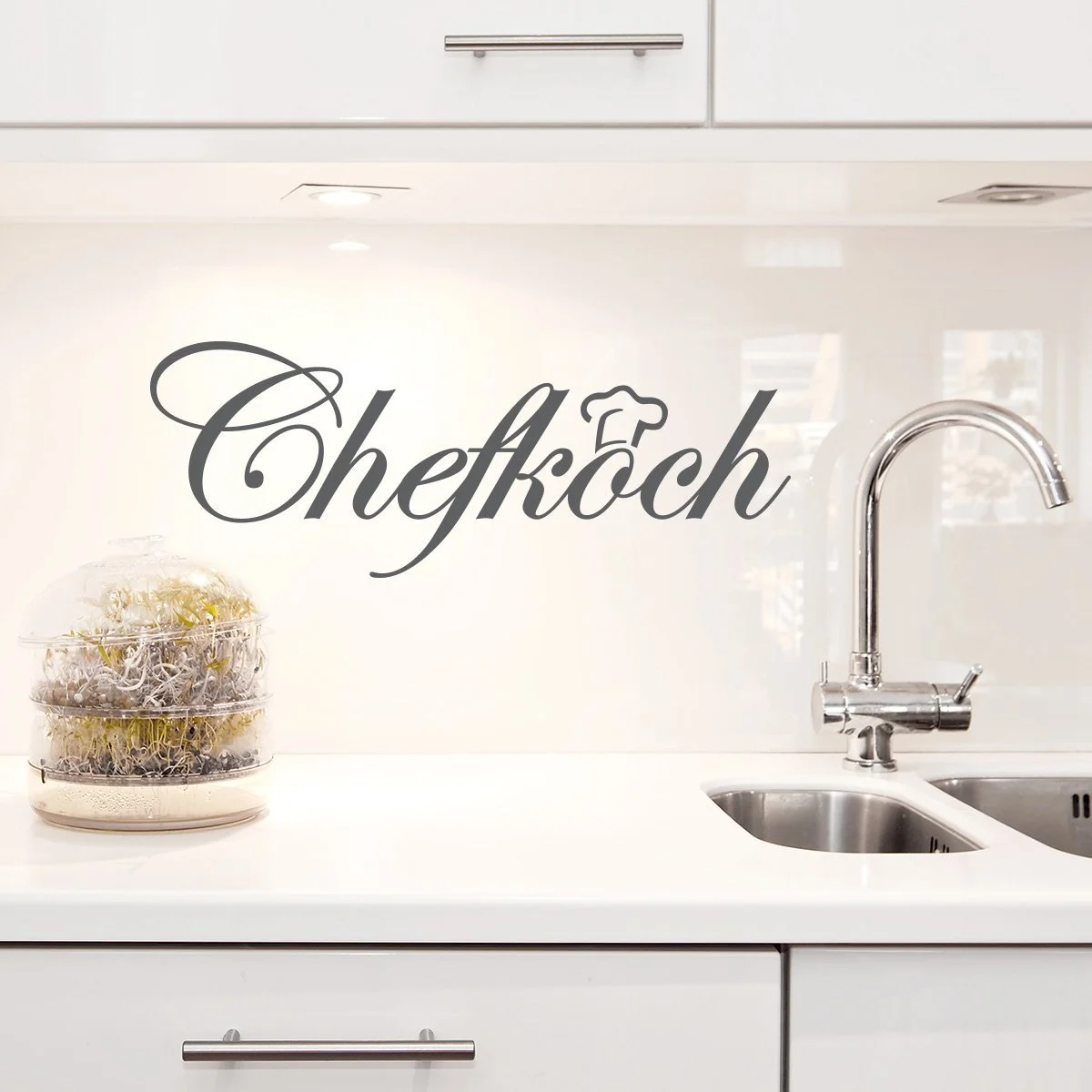 Наклейка на стену Wandkings Шеф-повар в колпаке 50 x 18 см Серая, фото №2 Наклейка на стену Wandkings Шеф-повар в колпаке 50 x 18 см Серая, фото №2