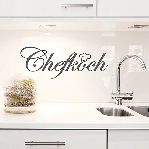 Наклейка на стіну Wandkings Шеф-кухар у ковпаку 50 x 18 см Сіра synthetic.ua - Фото 1