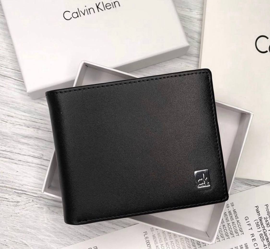 Мужской брендовый кошелек из натуральной кожи в подарочной упаковке Calvin Klein, фото №2