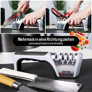 Точило для ножів COM-FOUR Premium 4-рівнева ручна Silver, Grey, Red synthetic.ua - Фото 1