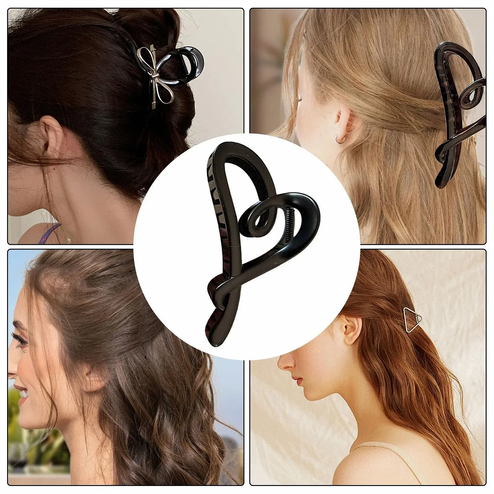 Заколка для волос в форме сердца с коготками Elegant of Love с прочным удержанием, матовая, фото №4