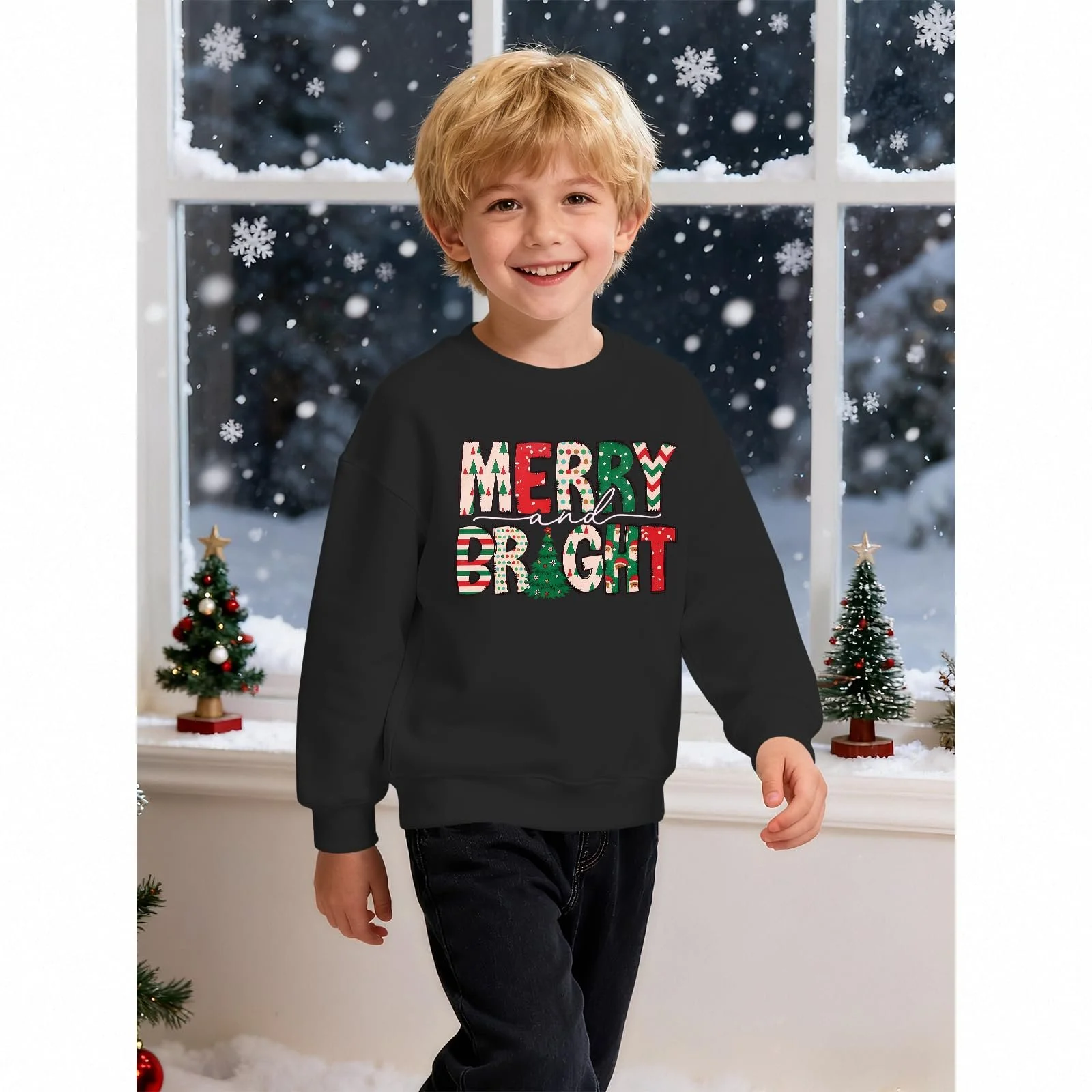 Детский рождественский джемпер Merry Bright, свитшот с принтом елки, рождественский джемпер для мальчиков и девочек 6-11 лет, зимняя хлопковая рубашка с длинными рукавами, праздничная одежда, фото №3 Детский рождественский джемпер Merry Bright, свитшот с принтом елки, рождественский джемпер для мальчиков и девочек 6-11 лет, зимняя хлопковая рубашка с длинными рукавами, праздничная одежда, фото №3