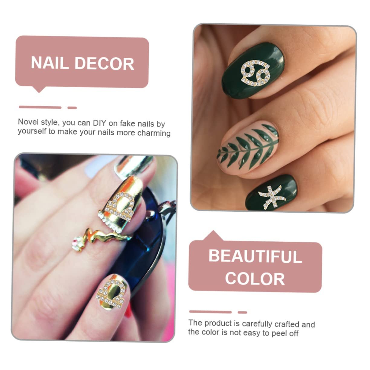 Украшения для ногтей Mikinona Знаки зодиака, 48 шт, Золотистый, фото №7