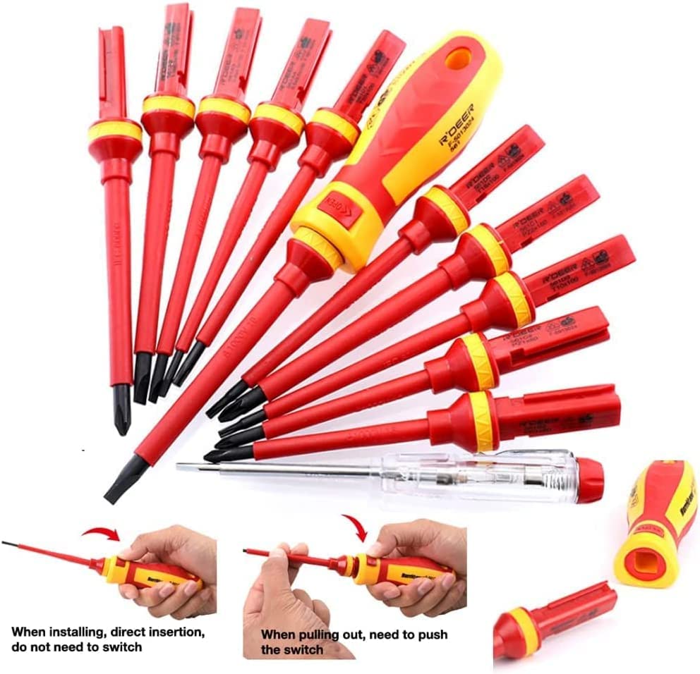Набір викруток Roundsky 13 штук VDE ізольовані високовольтні 1000 В магнітний шліцевий Torx, фото №2 Набір викруток Roundsky 13 штук VDE ізольовані високовольтні 1000 В магнітний шліцевий Torx, фото №2