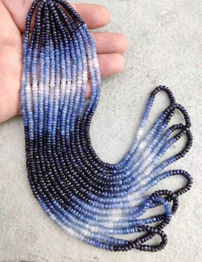 Бусины круглые сапфир натуральный синий граненые 3.5-4 мм, фото №2