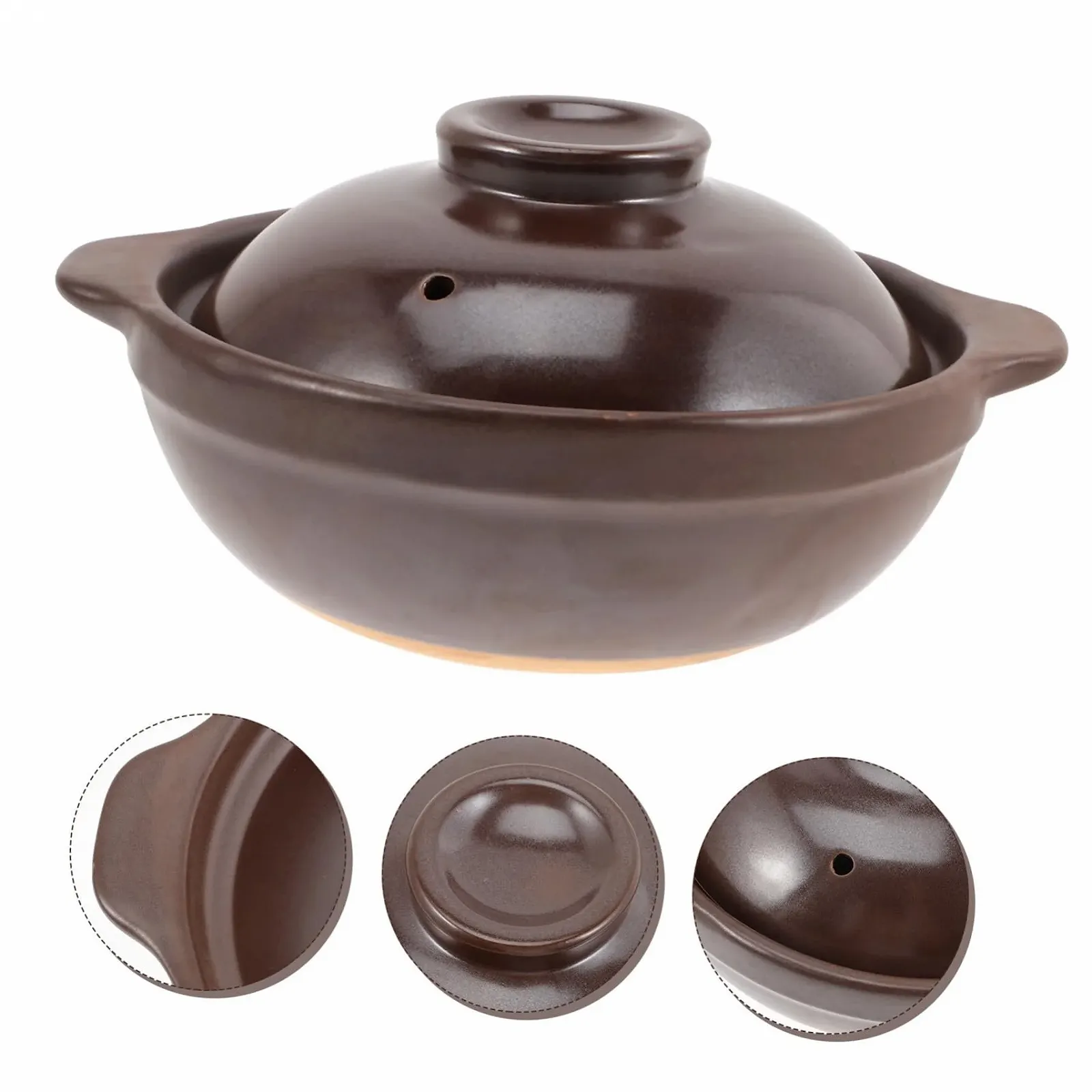 Каструля-сотейник Veemoon керамічна з кришкою жаростійка маленька коричнева, фото №5 Каструля-сотейник Veemoon керамічна з кришкою жаростійка маленька коричнева, фото №5