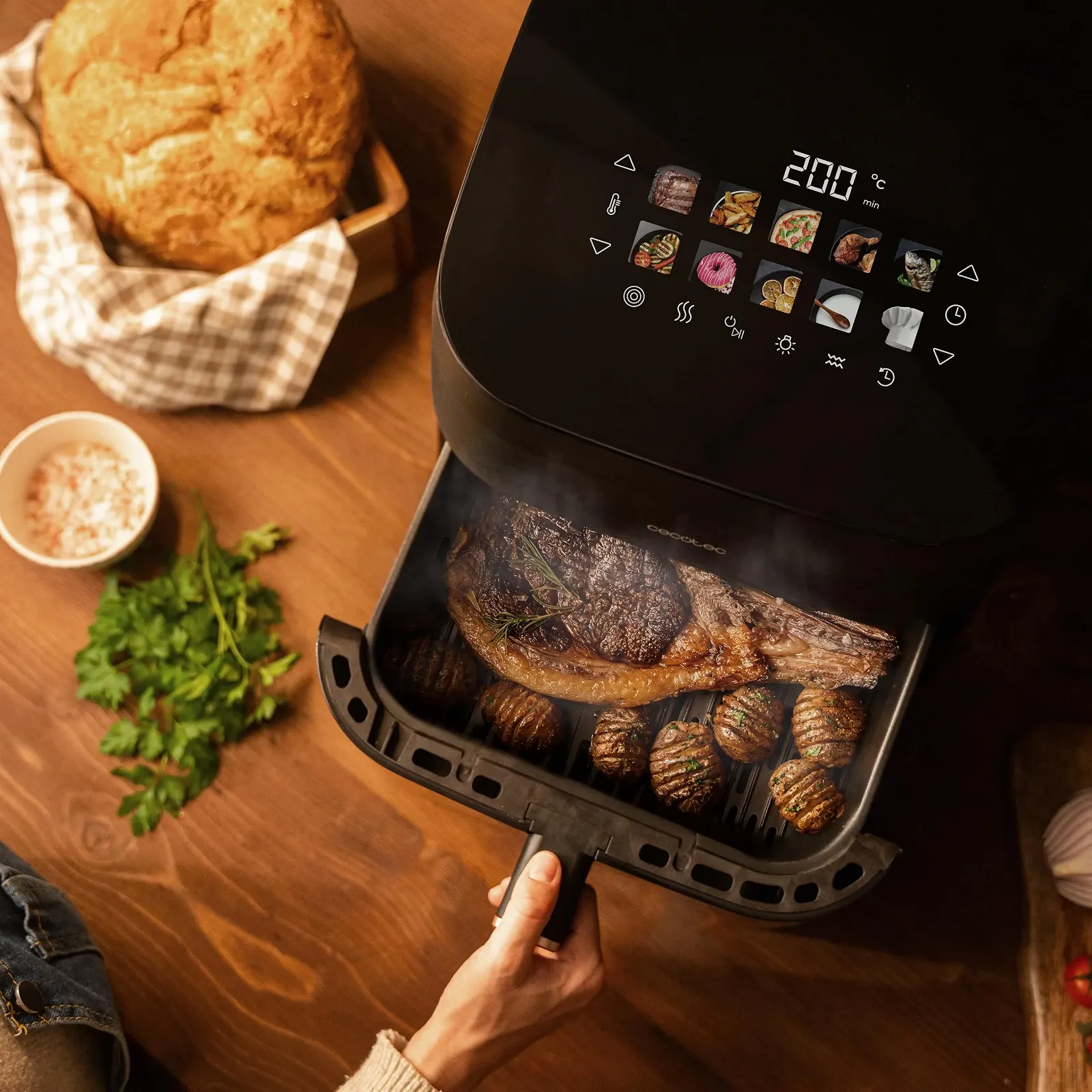 Мультипечь-гриль Cecotec Cecofry & Grill Smokin' 6500 Plus 6.5 Л 2200 Вт 10 программ, фото №6 Мультипечь-гриль Cecotec Cecofry & Grill Smokin' 6500 Plus 6.5 Л 2200 Вт 10 программ, фото №6