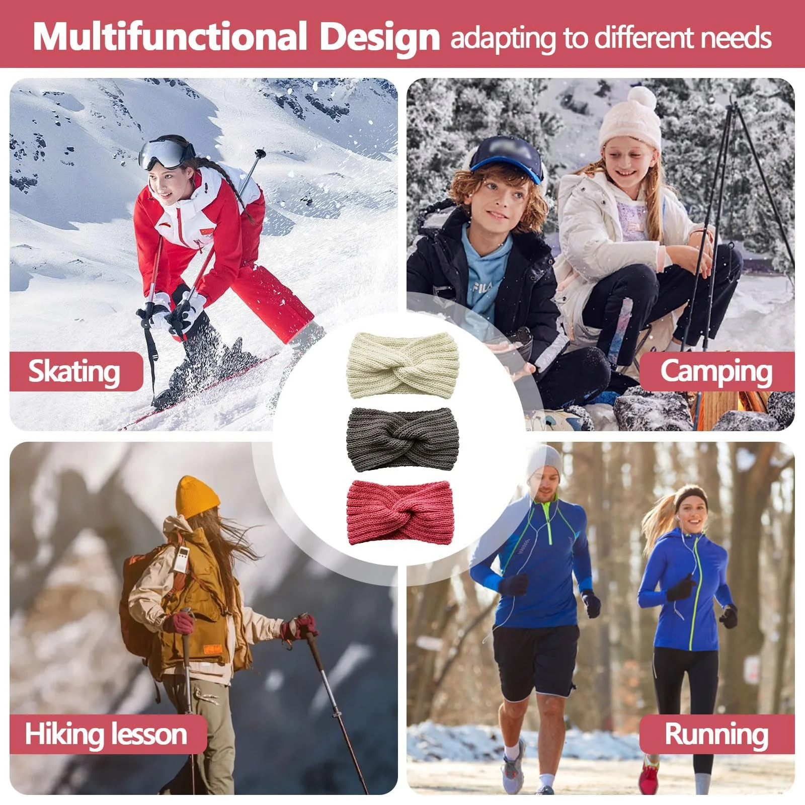 Зимова в'язана жіноча пов'язка на голову, фото №5 Зимова в'язана жіноча пов'язка на голову, фото №5