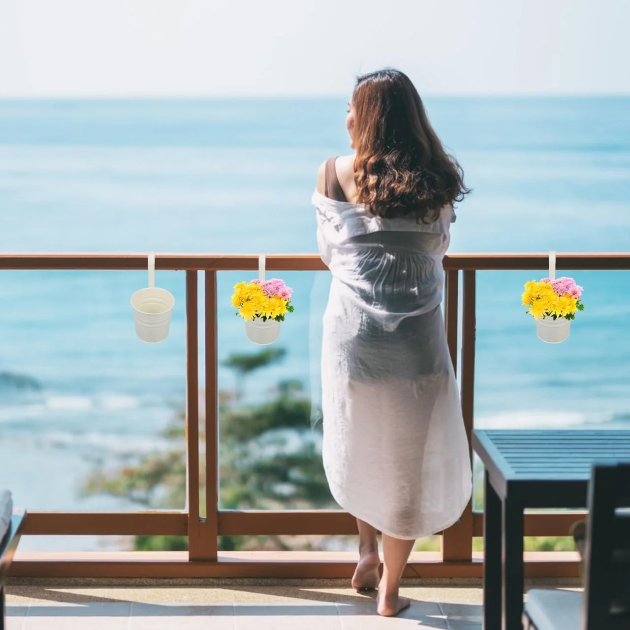 Підвісні горщики для рослин Cabilock Набір з 4 шт. Знімний гачок Метал Білий, фото №3