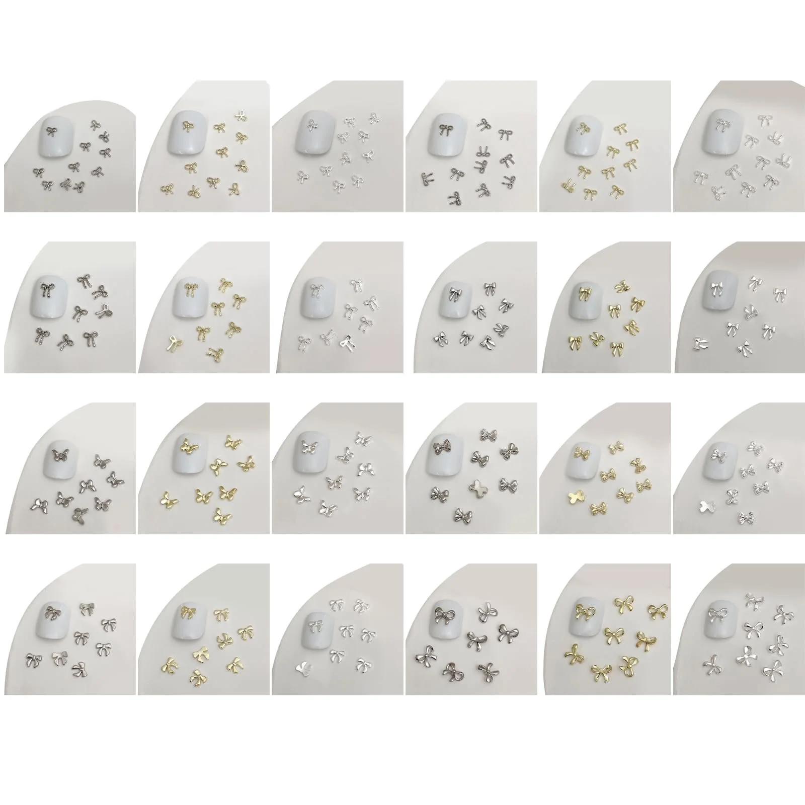 3D Підвіски для нігтів Металеві Бантики. Прикраси для нігтів, фото №5