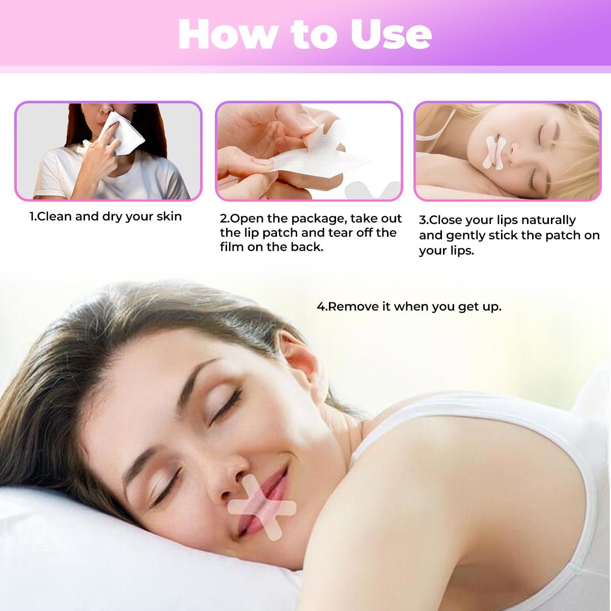 Смужки для рота (120 шт. в упаковці) від хропіння (Х-тип)., фото №4 Смужки для рота (120 шт. в упаковці) від хропіння (Х-тип)., фото №4