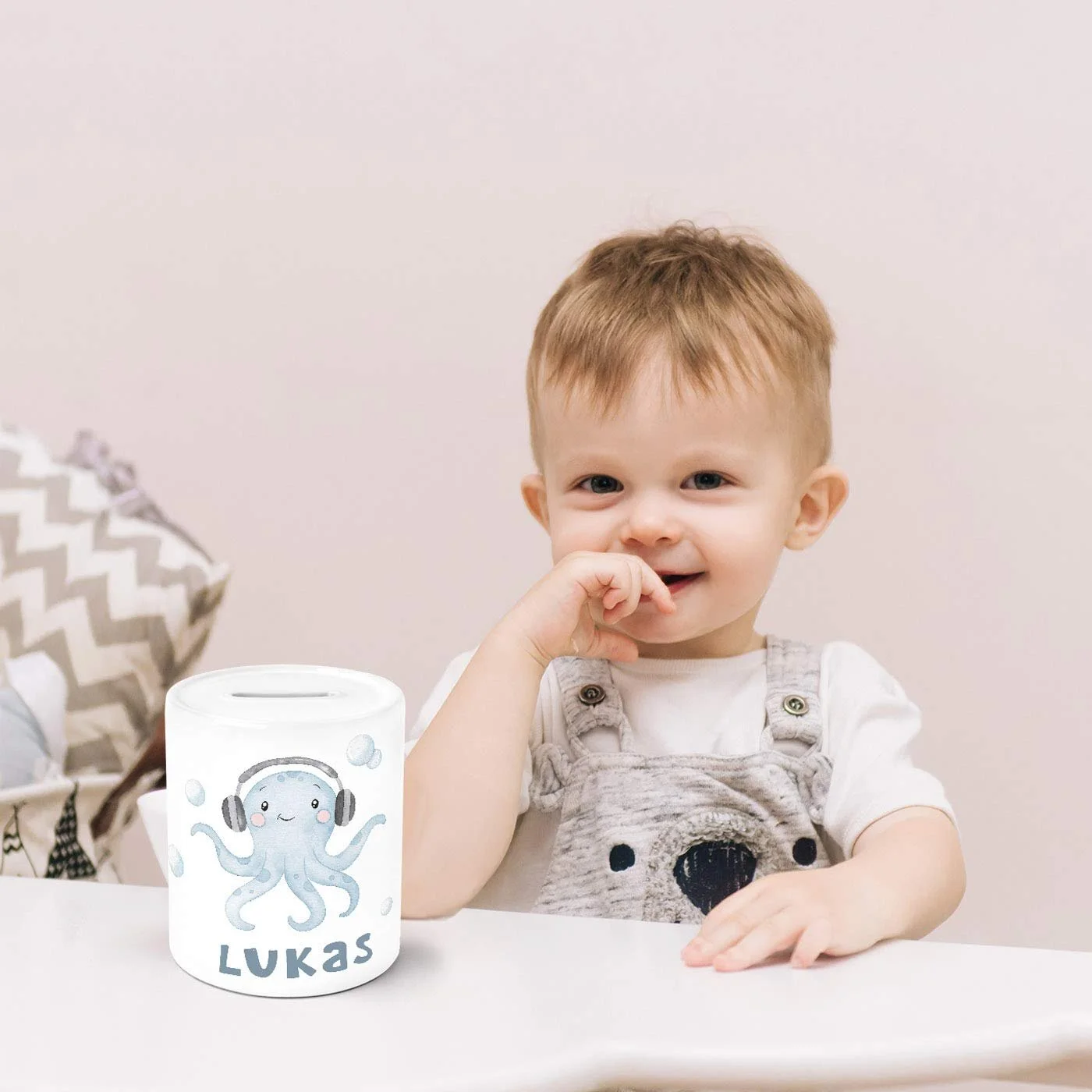 Скарбничка Octopus Персоналізована Керамічна Біла One Size, фото №4